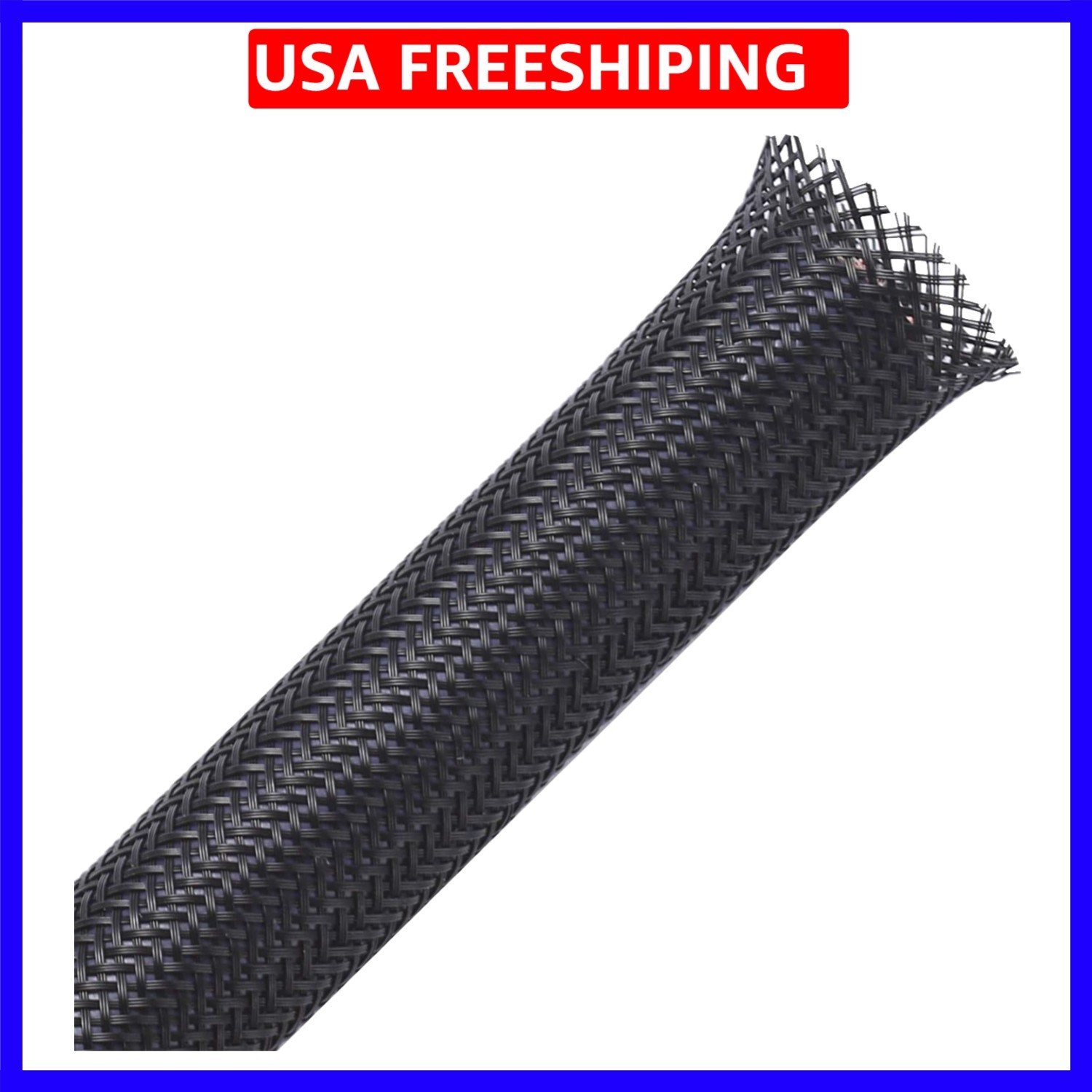 25ft - 1/2 inch PET Expandable Braided Sleeving – Black – Braided Cable Sleeve