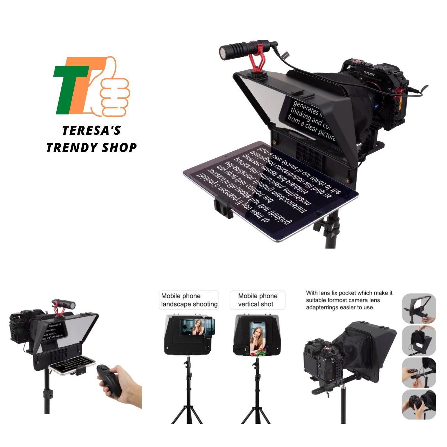 Versatile Teleprompter for Smartphones & DSLRs - Lightweight & Easy to Use
