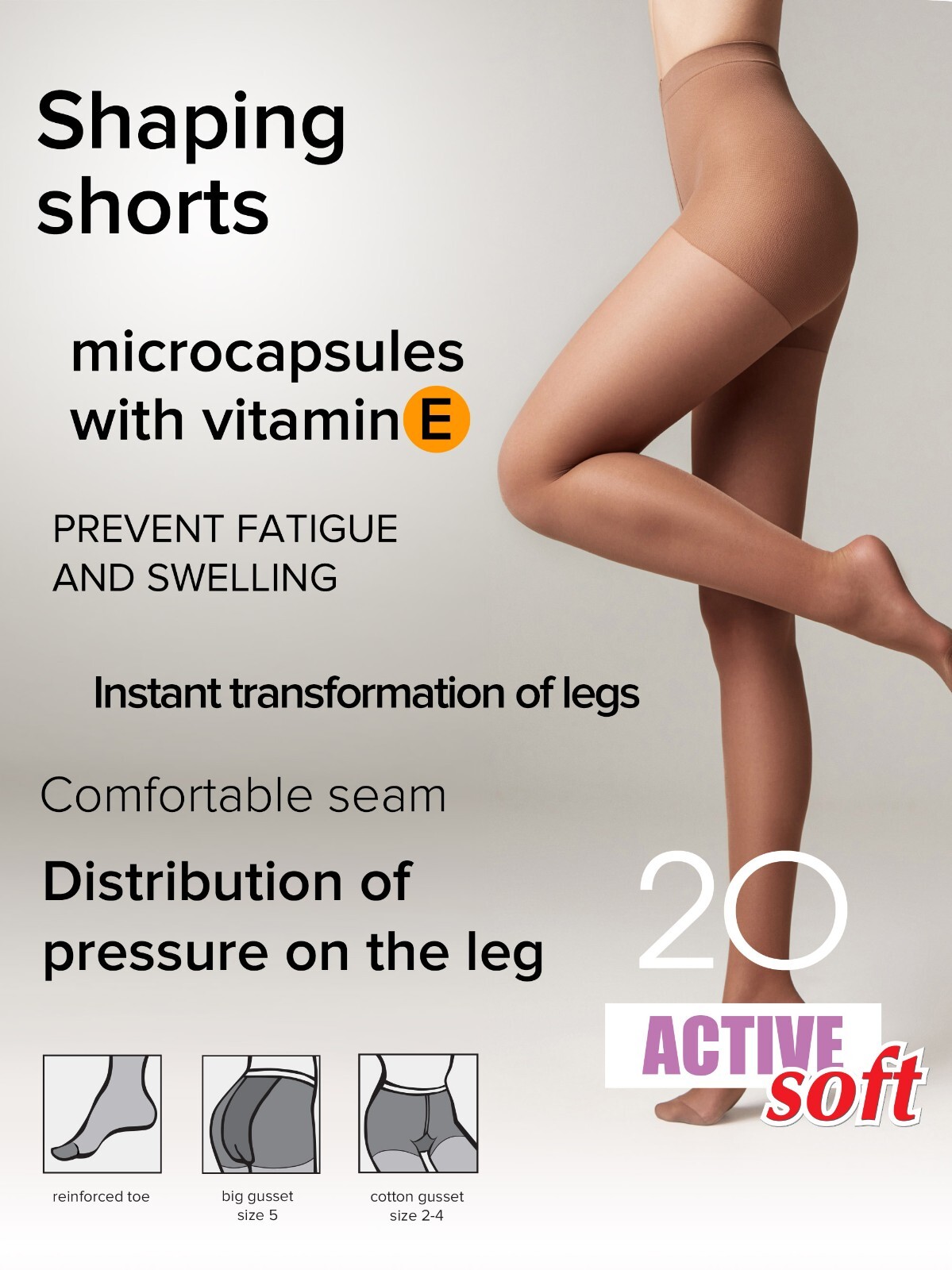 Conte ACTIVE SOFT 20 Den Tights – Support & Compression Pantyhose, Control Top