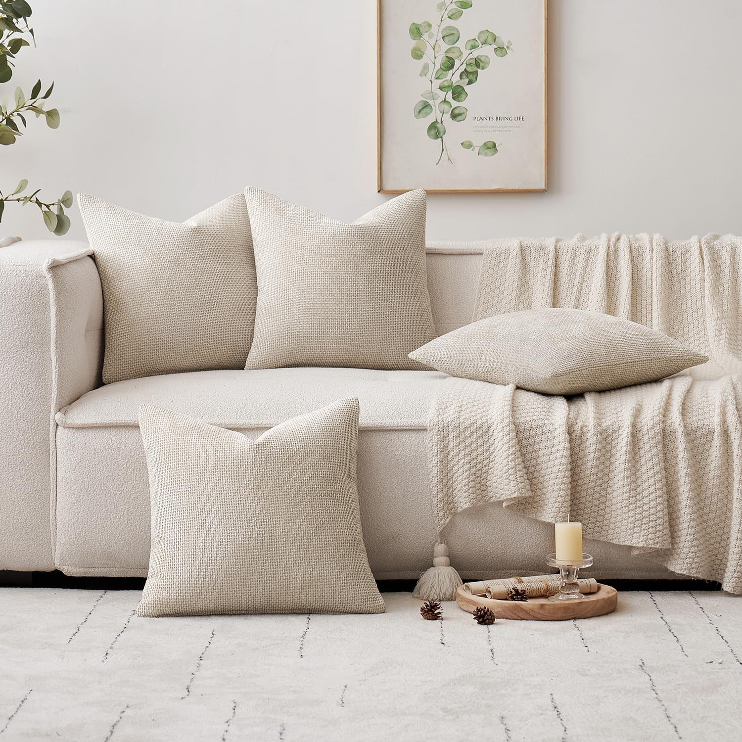 MIULEE Pack of 2 Beige Decorative 20" x (Pack 2),