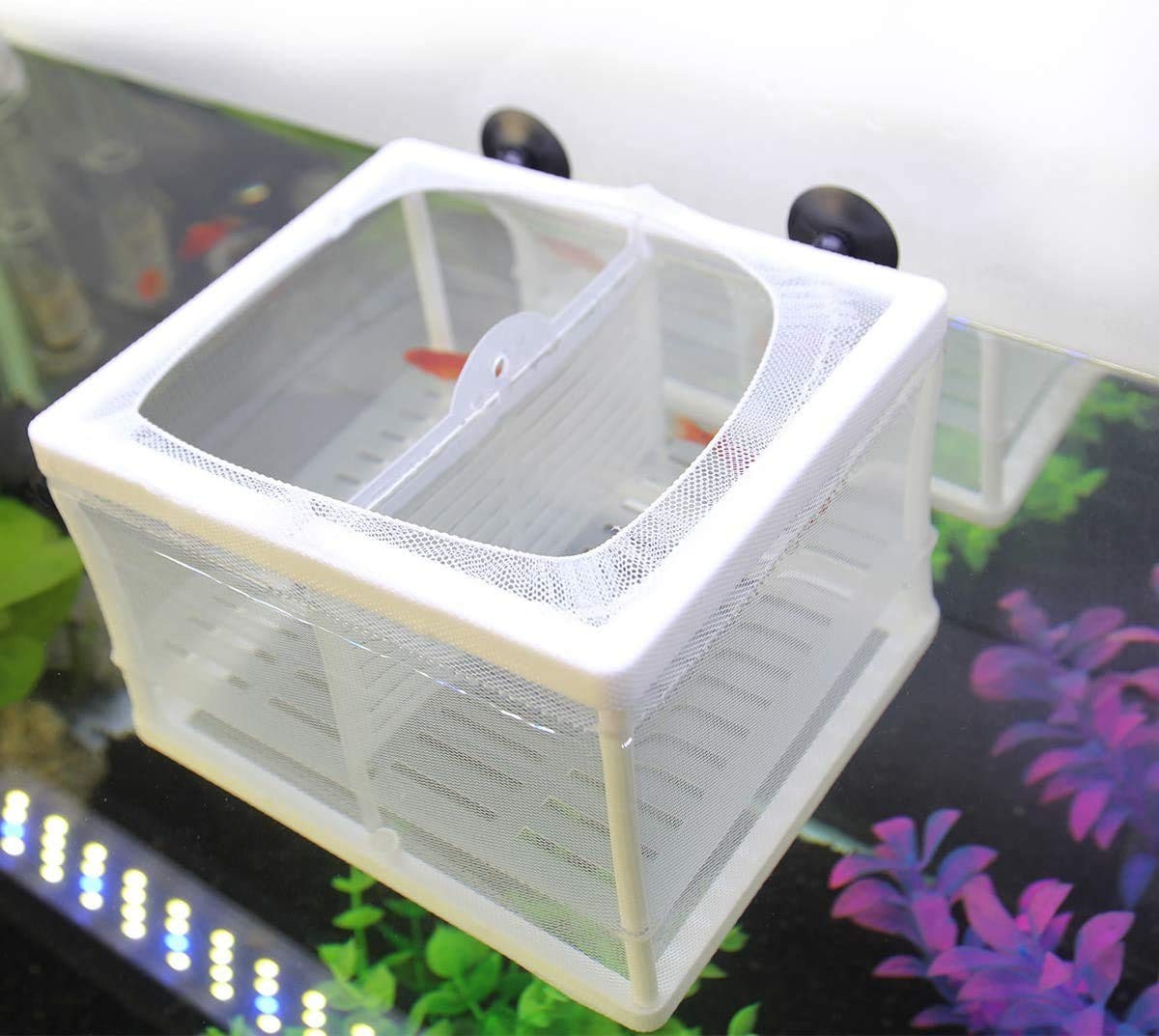 Aquarium Fish Breeder Fish Fry Hatchery Incubator Net Nylon Isolation Mesh wi...