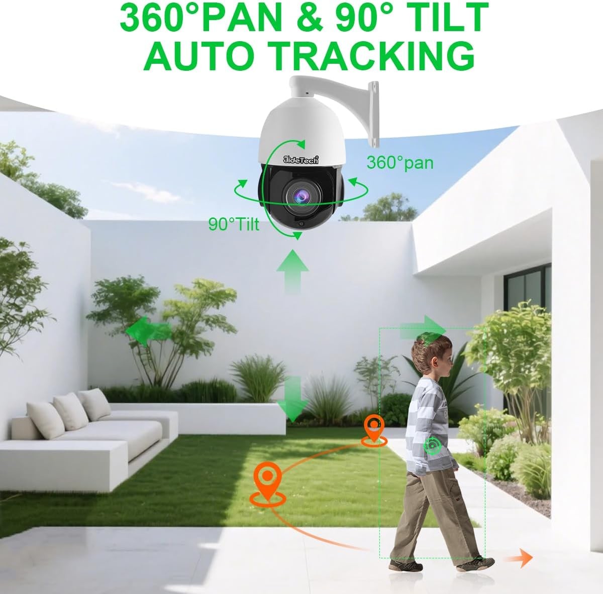 5MP PTZ Security Camera Outdoor 20X Optical Zoom PoE IP Camera Auto Tracking