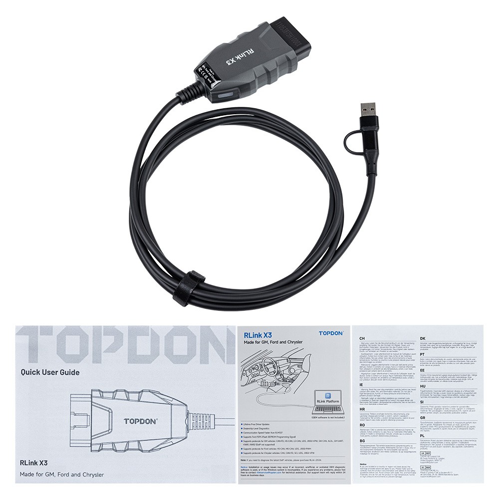 TOPDON J2534 Pass-Thru Programmer Support GM/Ford/Chrysler