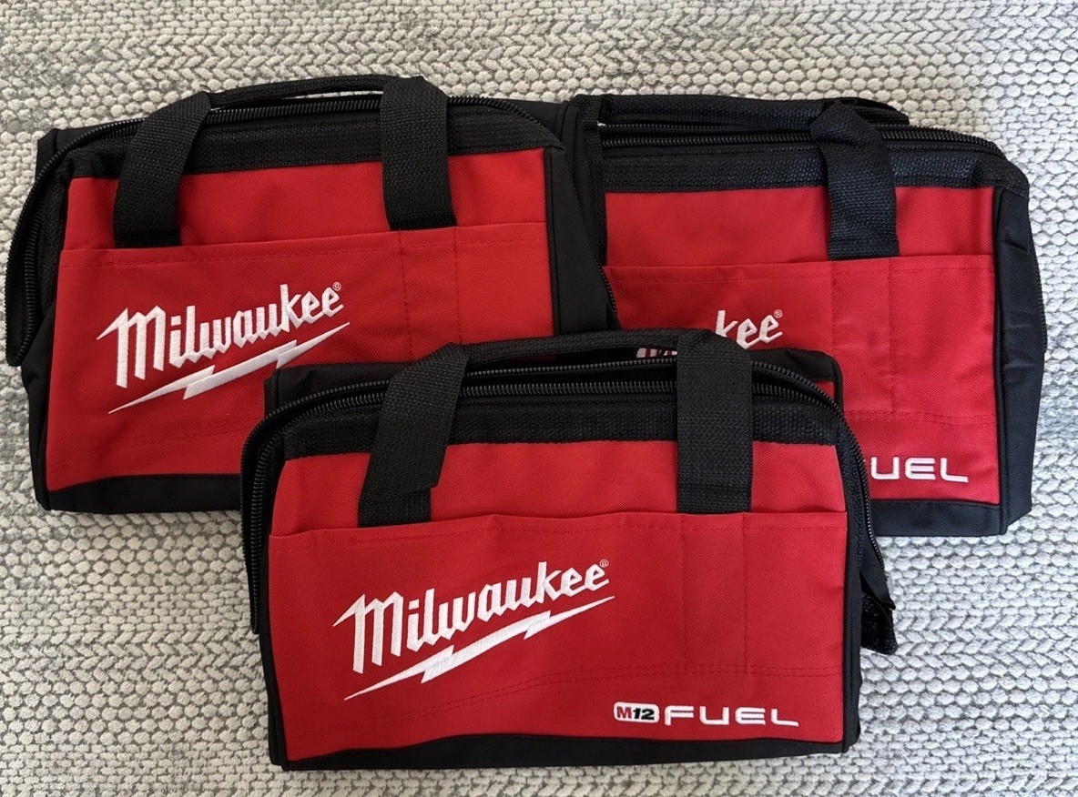 NEW 3 Pack Milwaukee FUEL M12 13" x 10" x 9 Canvas Tool Bag Case M18 12 Volt 3x
