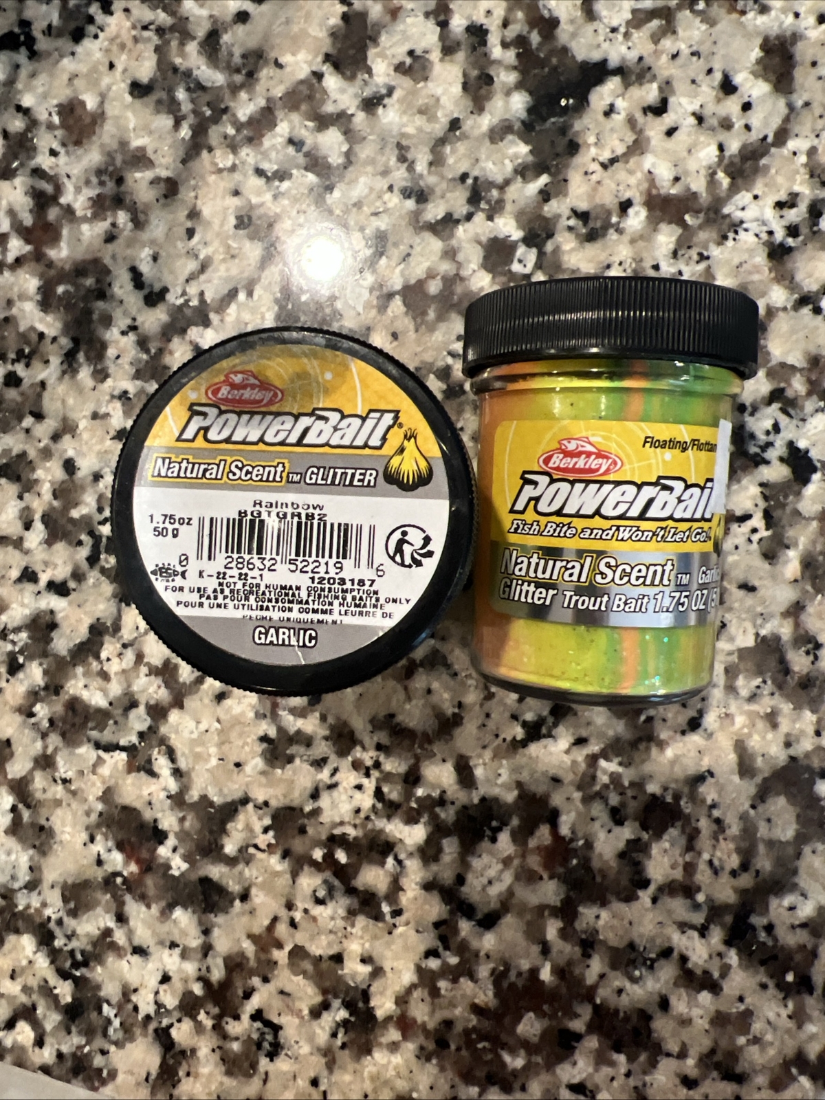 1 BerkleyPowerBait Glitter Trout Bait Dough Garlic Rainbow Fishing Bait 1.75