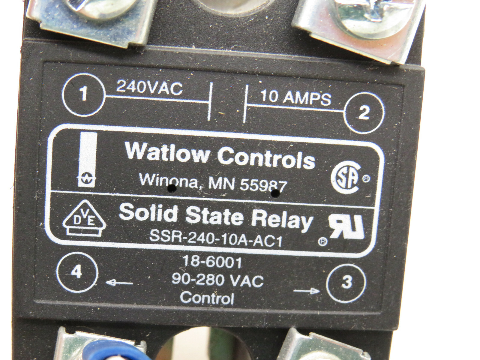 Watlow Controls SSR-240-10A-AC1 Solid State Relay 90-280VAC 10A