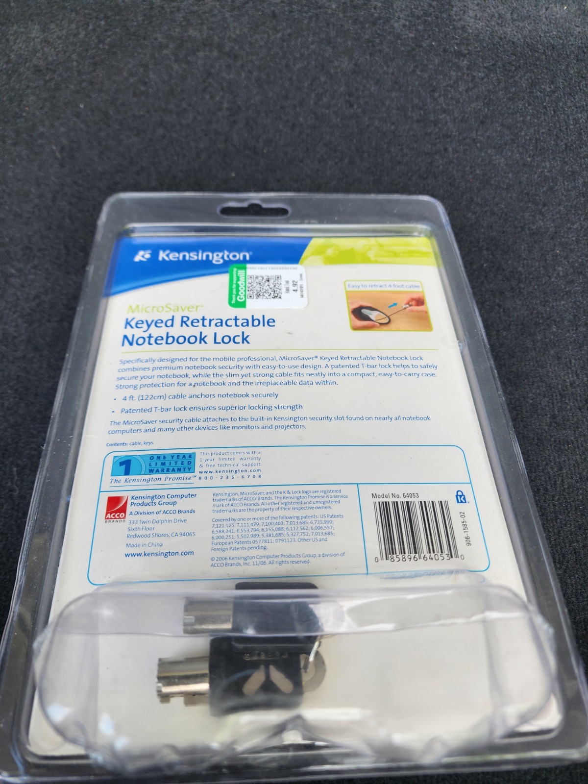 Kensington MicroSaver Keyed Retractable Notebook Security Cable Lock