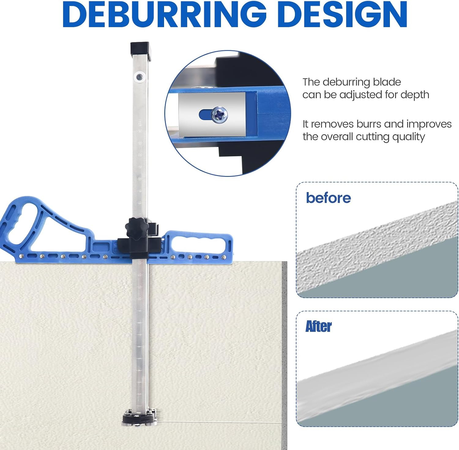 Foldable Drywall Cutting Tool 5/8in Dual Scale Deburring Scraper DIY Cutter Kit