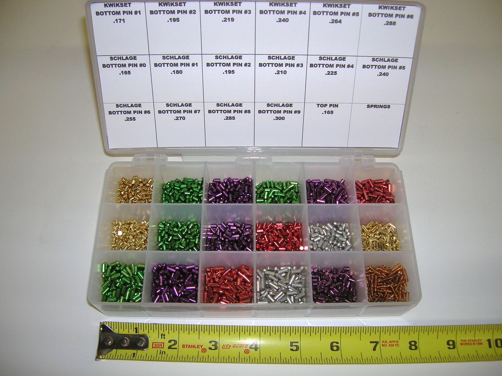 Lock Pin Keying Kit For Schlage and Kwikset. 75 ea Of All The Bottom Pin Sizes