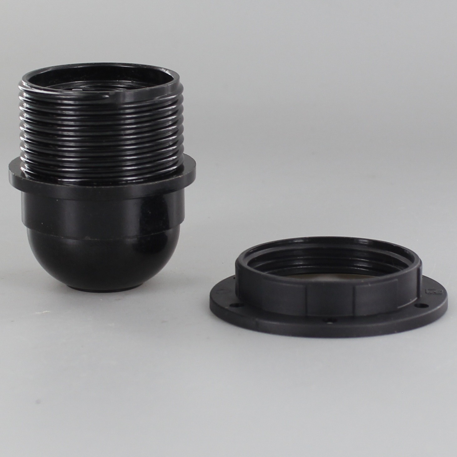 BLACK PHENOLIC HALF THREADED STANDARD LAMP SOCKET WITH RING E-27 NEW 7350G