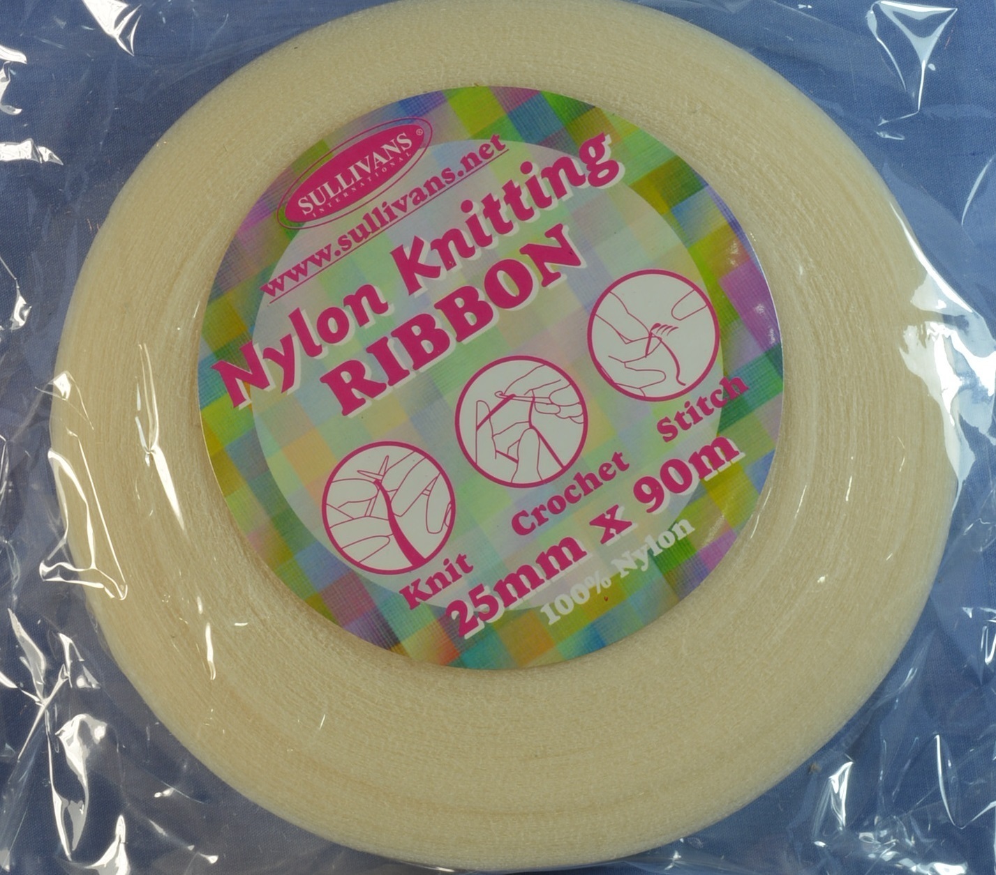 25mm Cream Nylon Knitting Ribbon (x 90 metres)