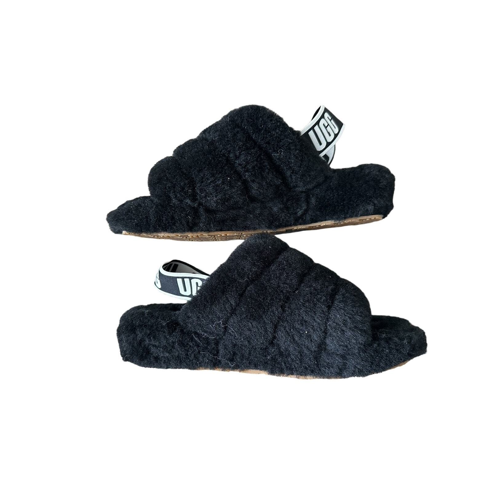 UGG Fluff Yeah Logo Slide Slippers for Women Size 4UK US 6 - Black