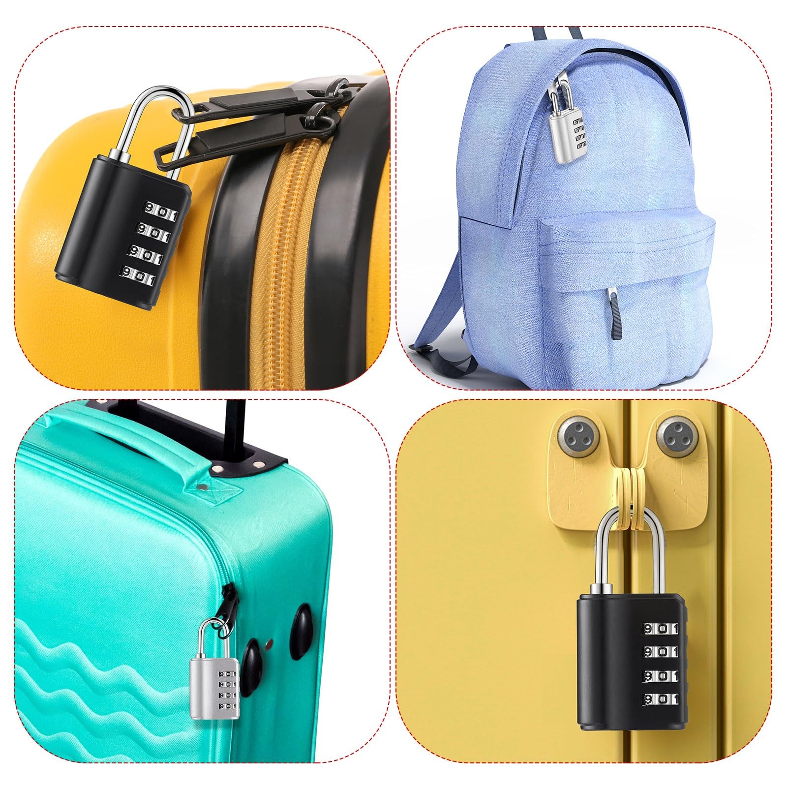 Kenning Combination Padlock 4 Digit Combination Lock Keys Locker Resetable