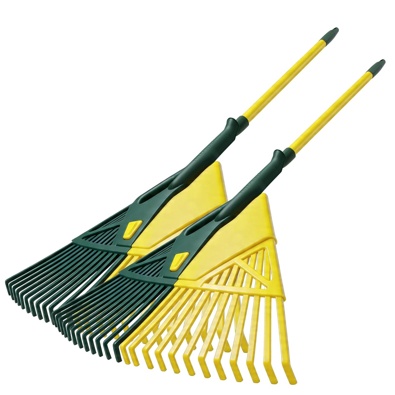 Best YEITSNOW 2-Pack Adjustable Garden Rake 71 Long with 26-inch Wide Poly Leaf