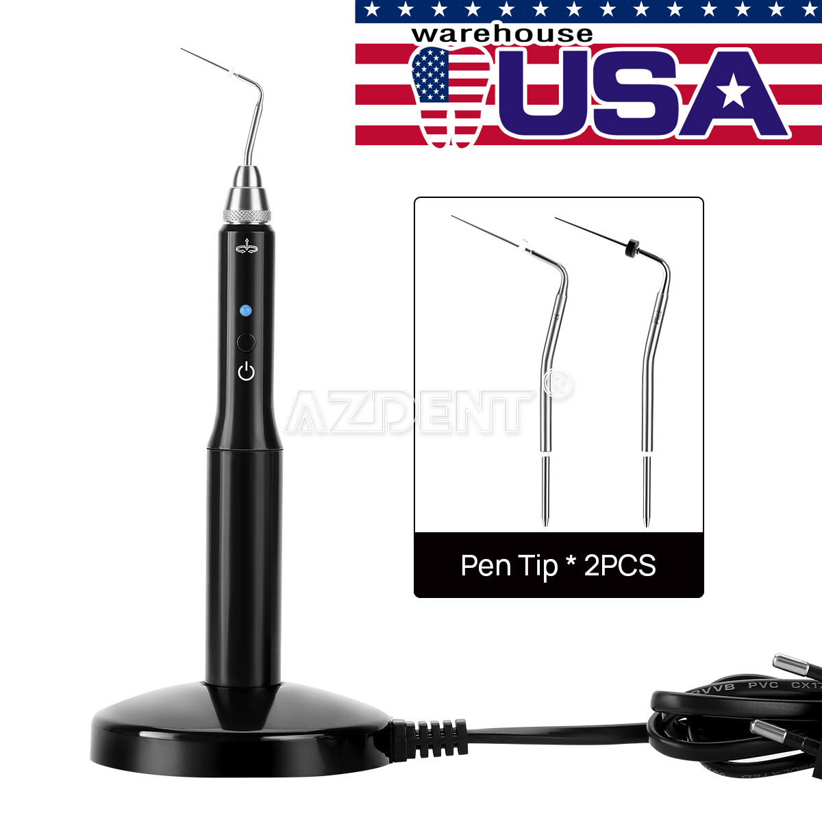 USA Sistema de obturación de gutapercha dental Endo pluma calentada+2*puntas