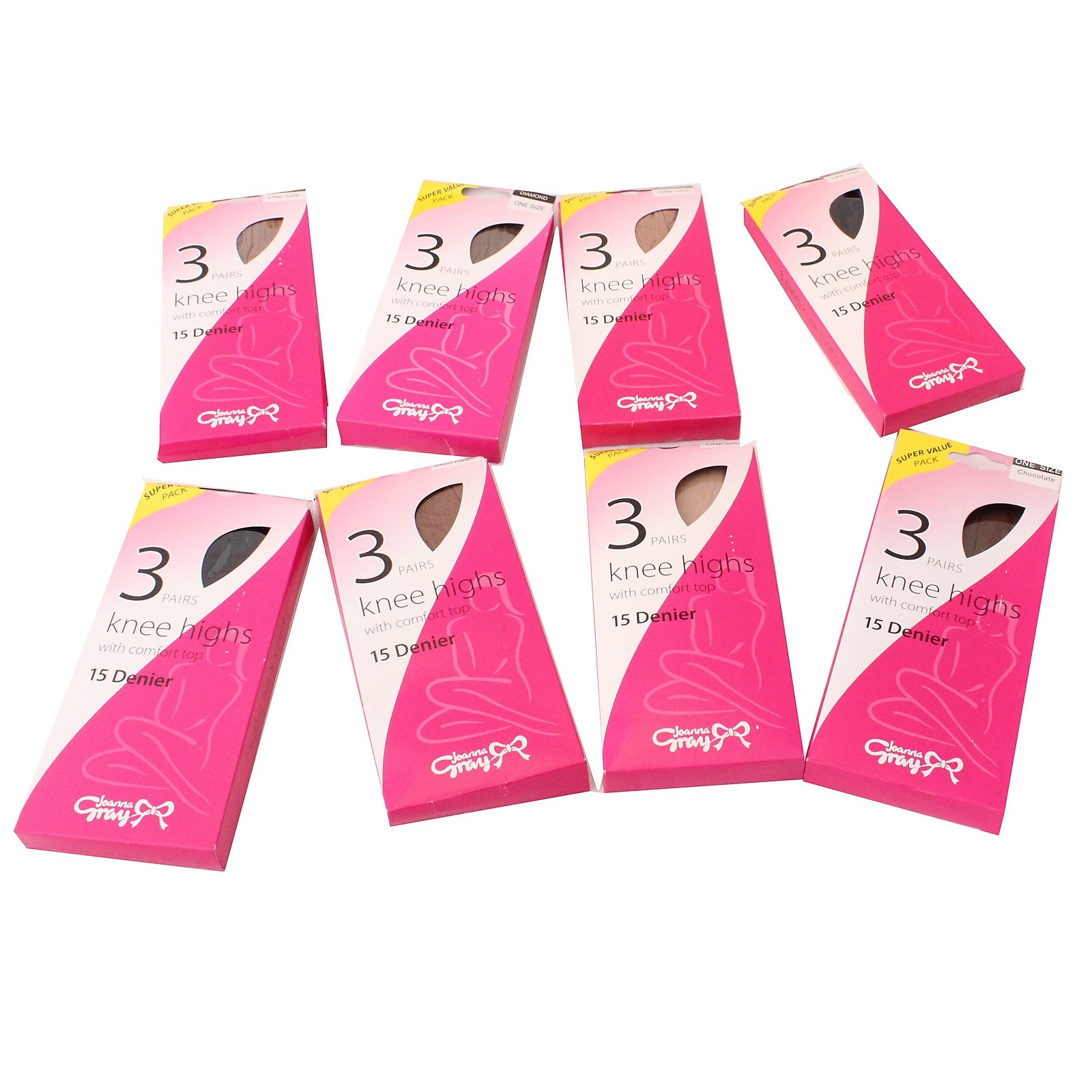 3 x Ladies / Women 100% Nylon Knee High Pop Socks with Comfort Top