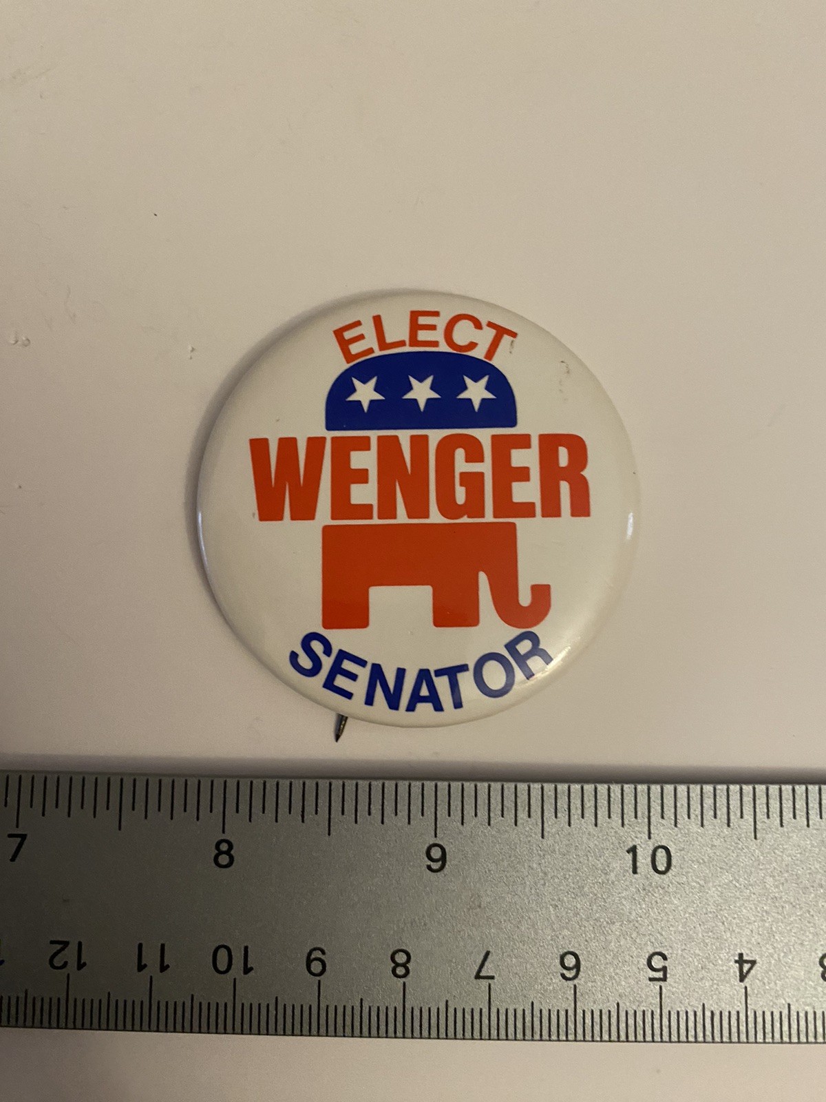 Elect Wenger Senator Pin Back Button P115