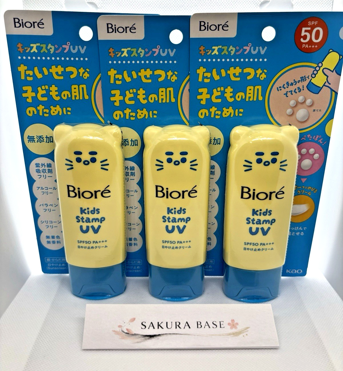 Biore UV Kids Paw Stamp Sunscreen SPF50 PA+++ 70g x3 Japan Face Body