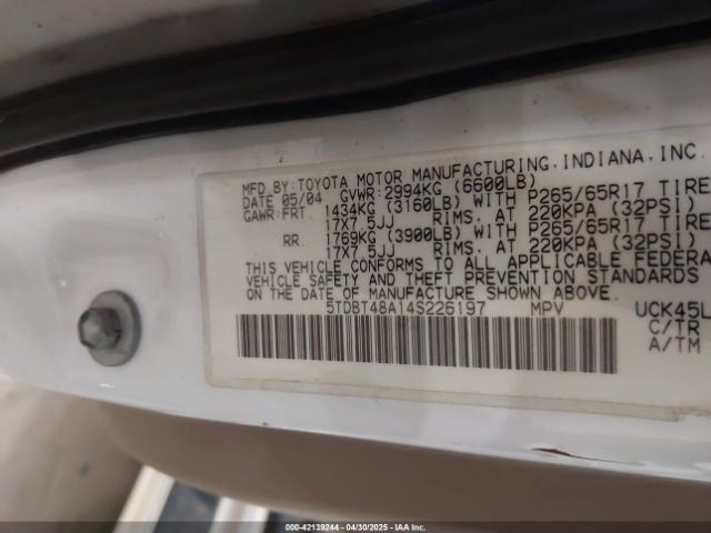 Air Cleaner Fits 01-04 SEQUOIA 2688731