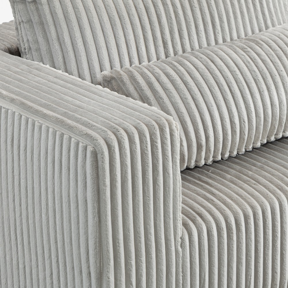 Modular Oversized Corduroy Floor Couch with Ottoman, All-Foam Deep-Seat