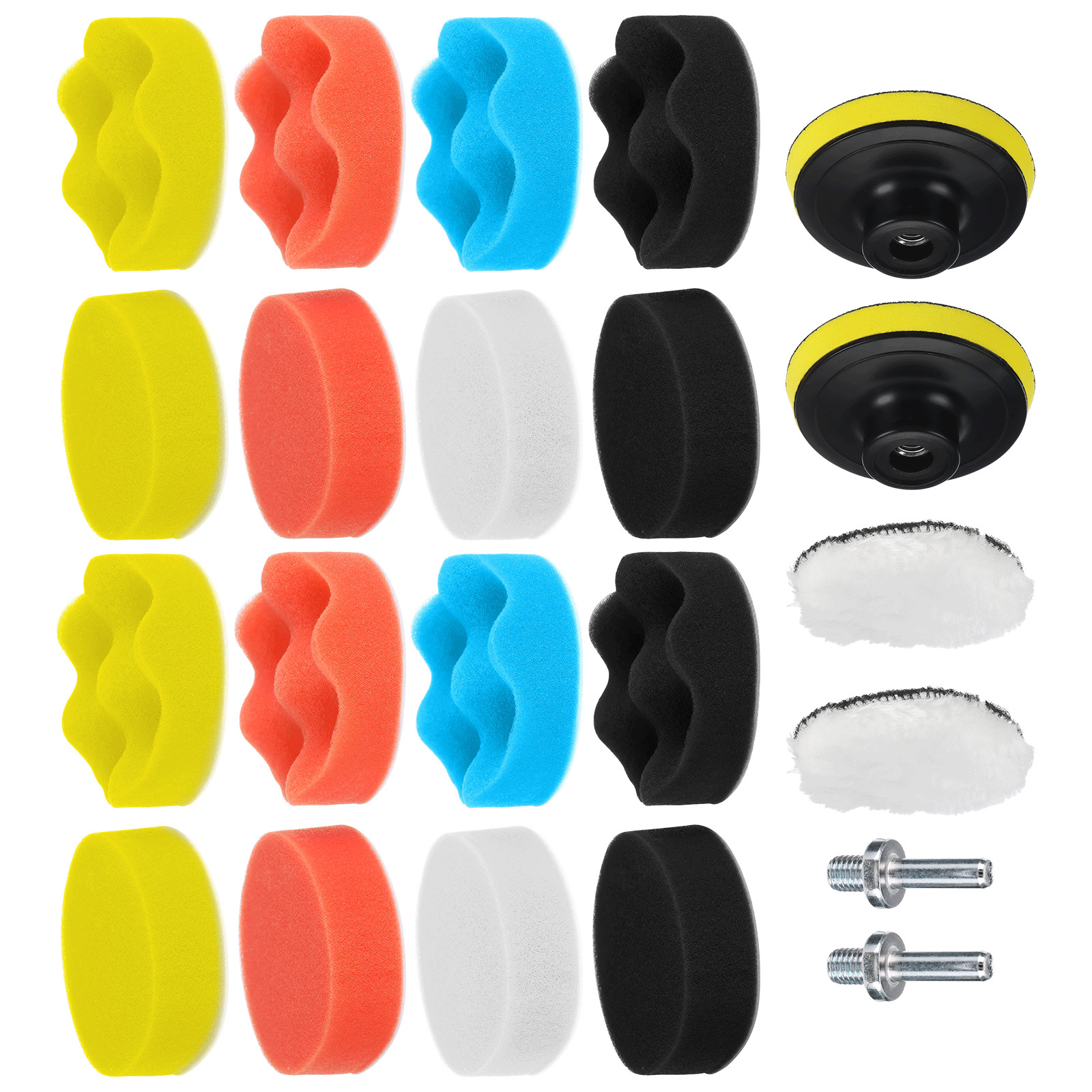 22 PCS 3 Inch Polishing Waxing Pad Sponge Buff Buffing Kit Set For Car Polisher