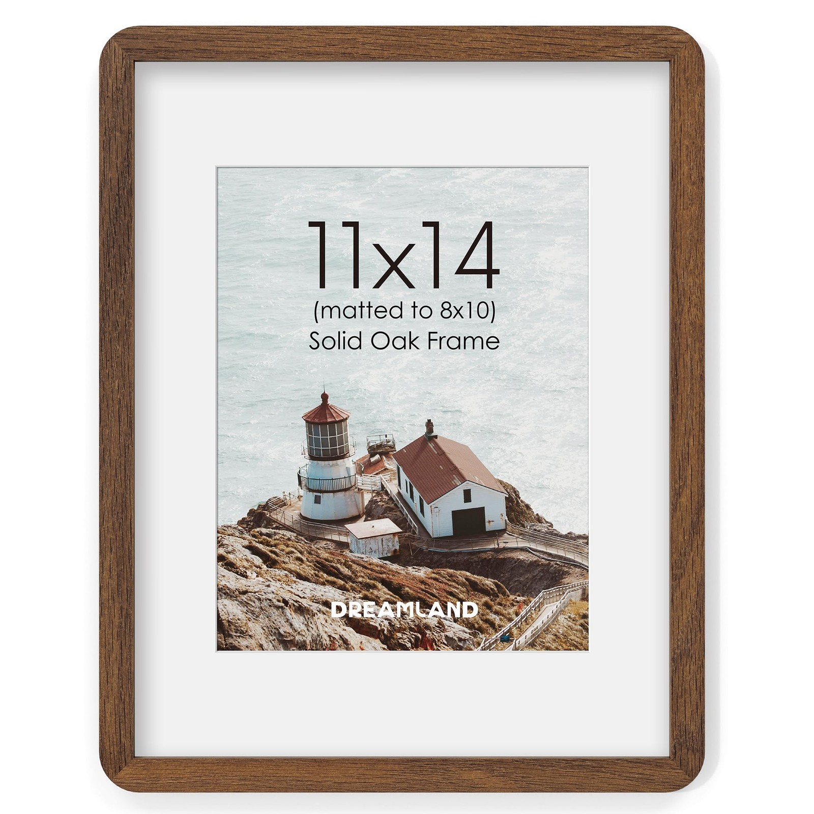 Dreamland 11x14 Picture Frame with Mat for 8x10, 11"x14", Walnut-Round