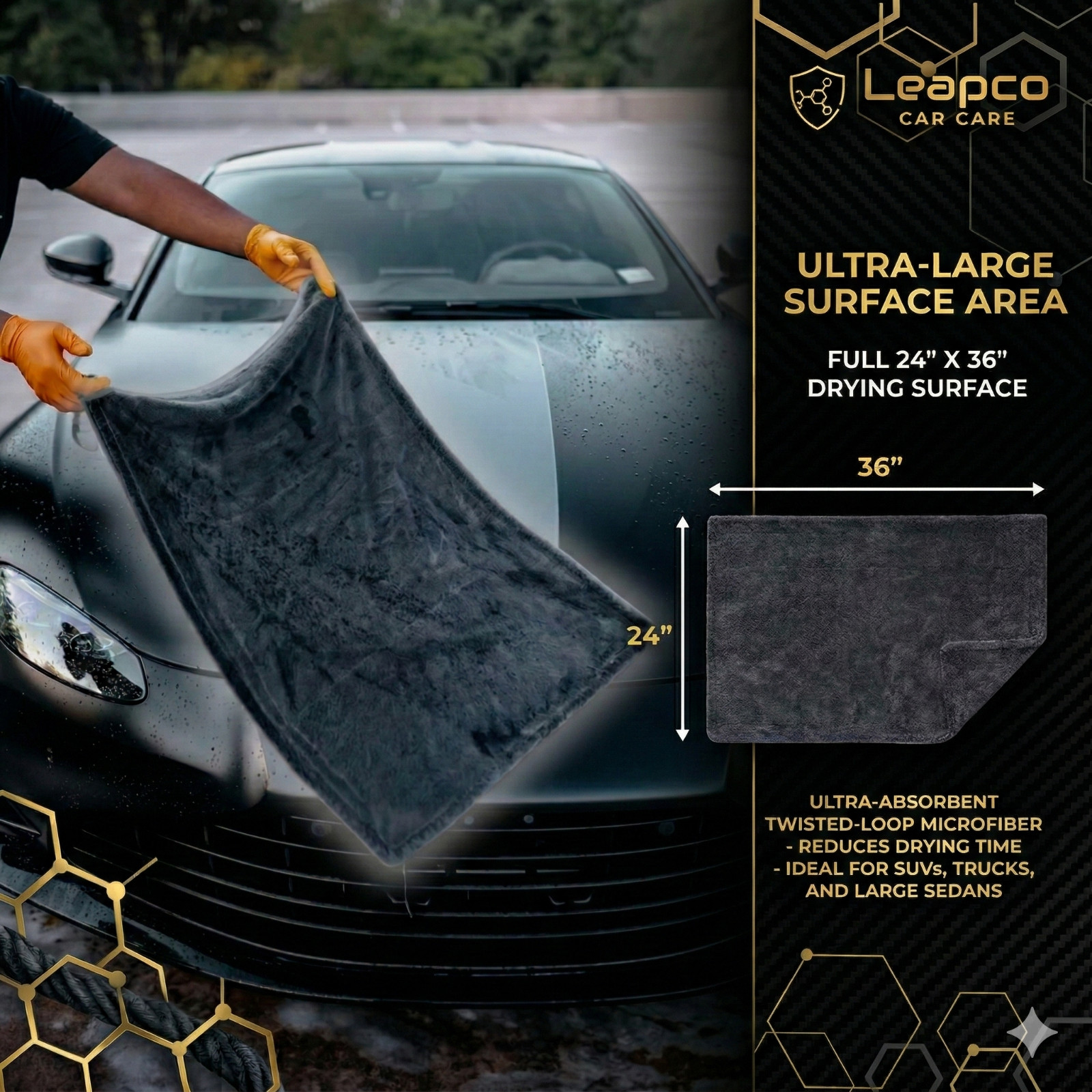 Extra Large Twisted Loop Microfiber Drying Towel Super Absorbent Auto Car Detail