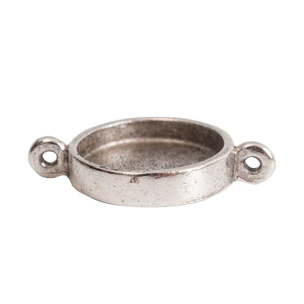 1 Antiqued Silver Plated Pewter Small LINK Circle Bezel Pendant