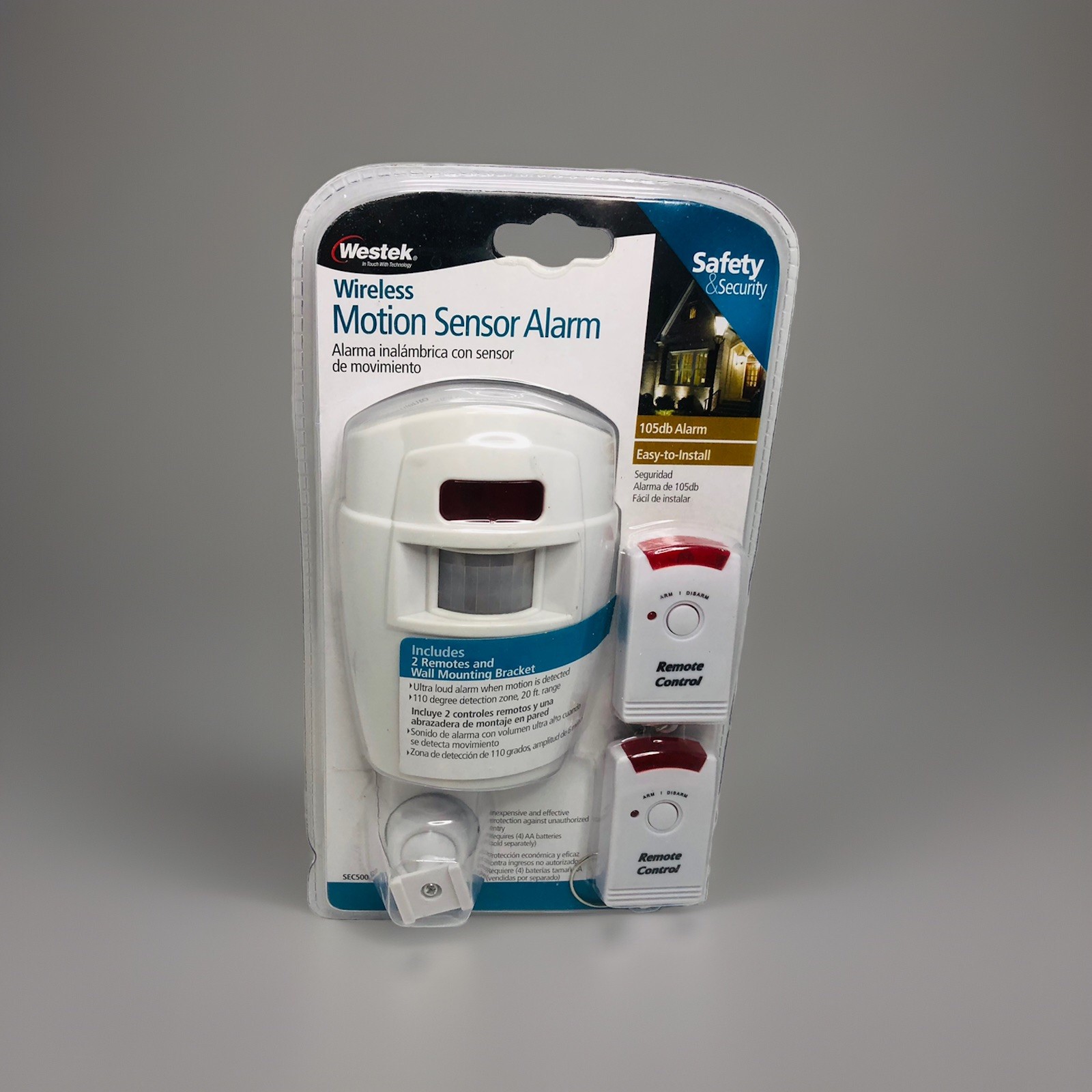 Westek Wireless Motion Sensor Alarm SEC500 with 2 Remote Controls*NEW*