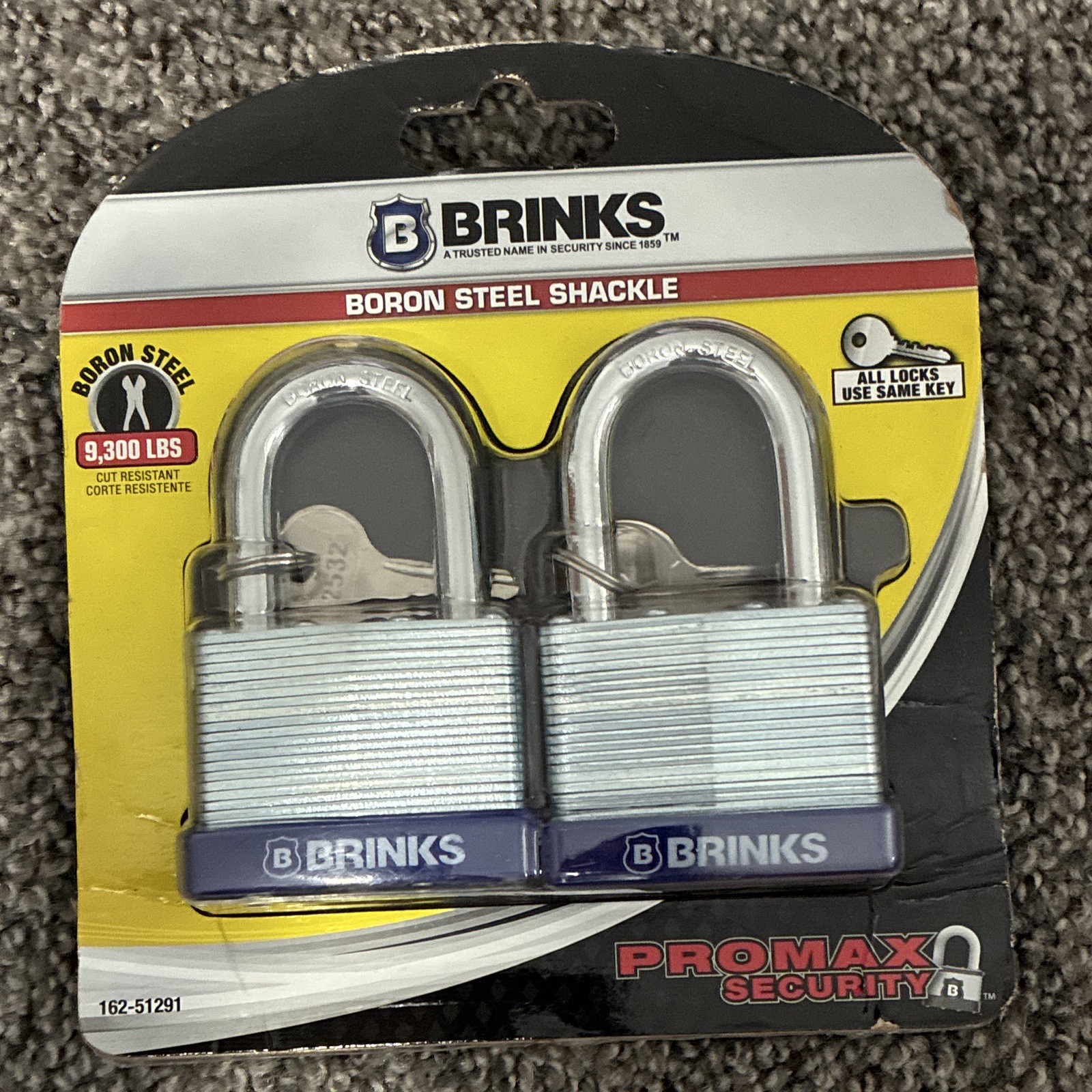 Brinks PROMAX Security Keyed Alike Padlocks 2-Pack Boron Shackle 162-51291