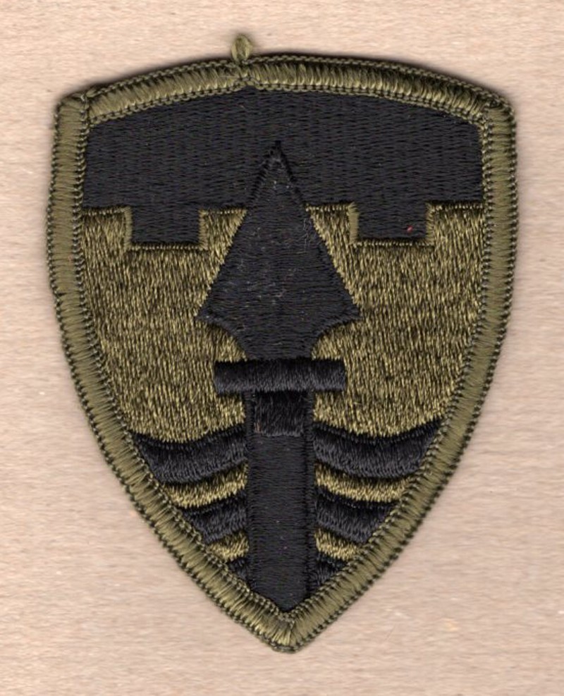 Army Patch:  43rd Military Police Brigade - subdued, merrowed edge
