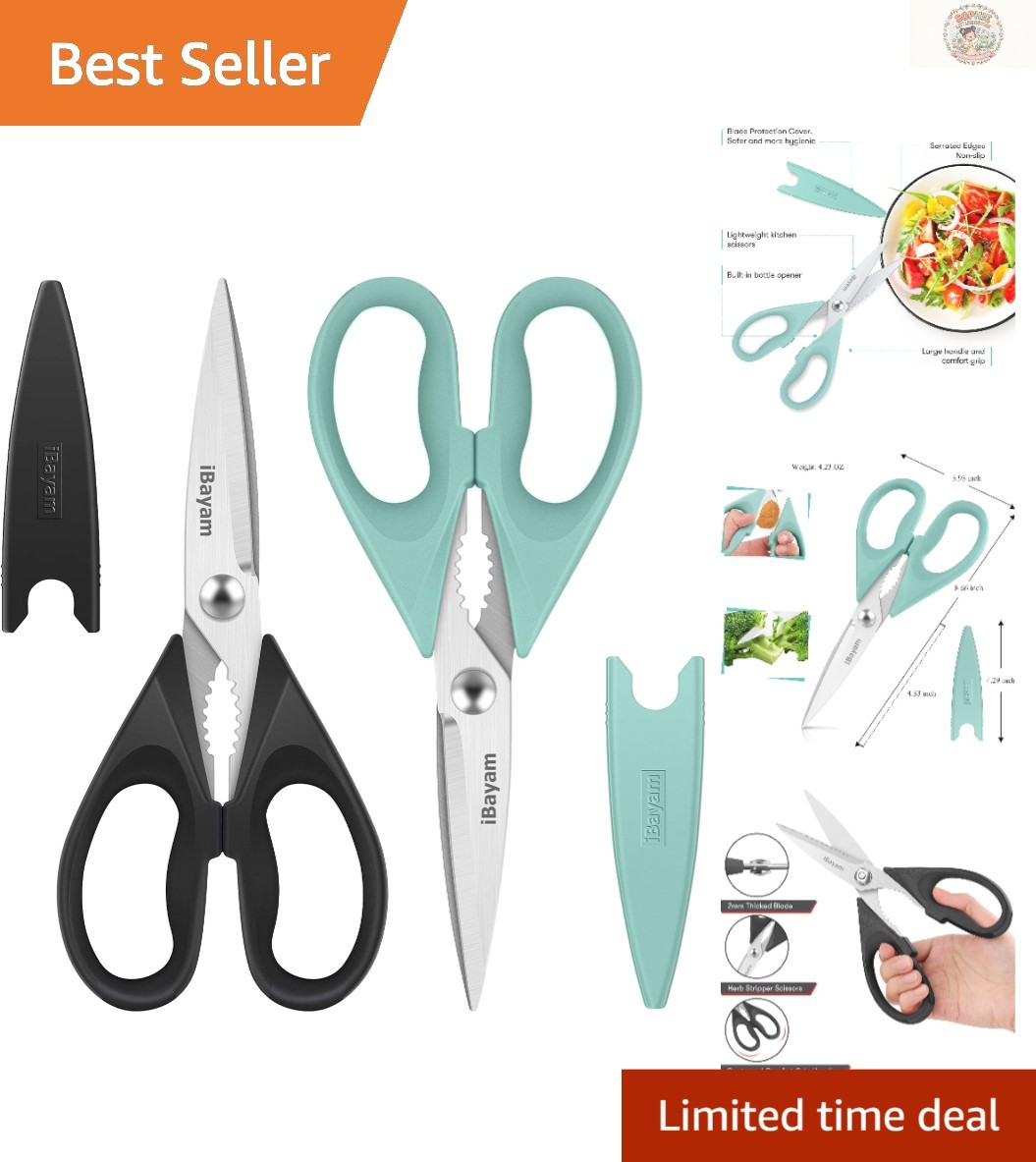 Durable Kitchen Shears Set - 8.5 Inch Stainless Steel Scissors with Comfort Grip
