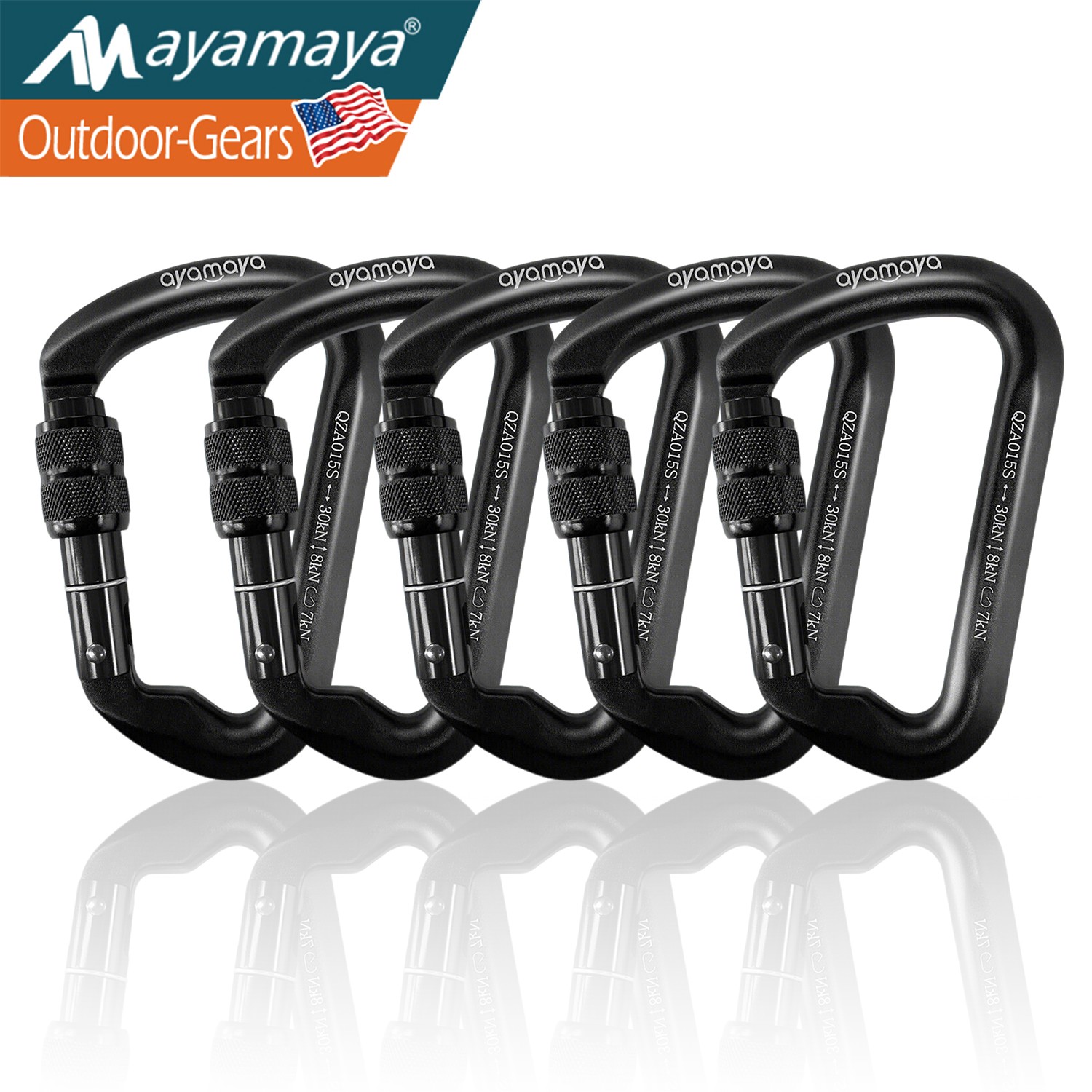 30KN Heavy Duty Screwgate Locking Carabiner Climbing Caving D-Ring Clip Hook