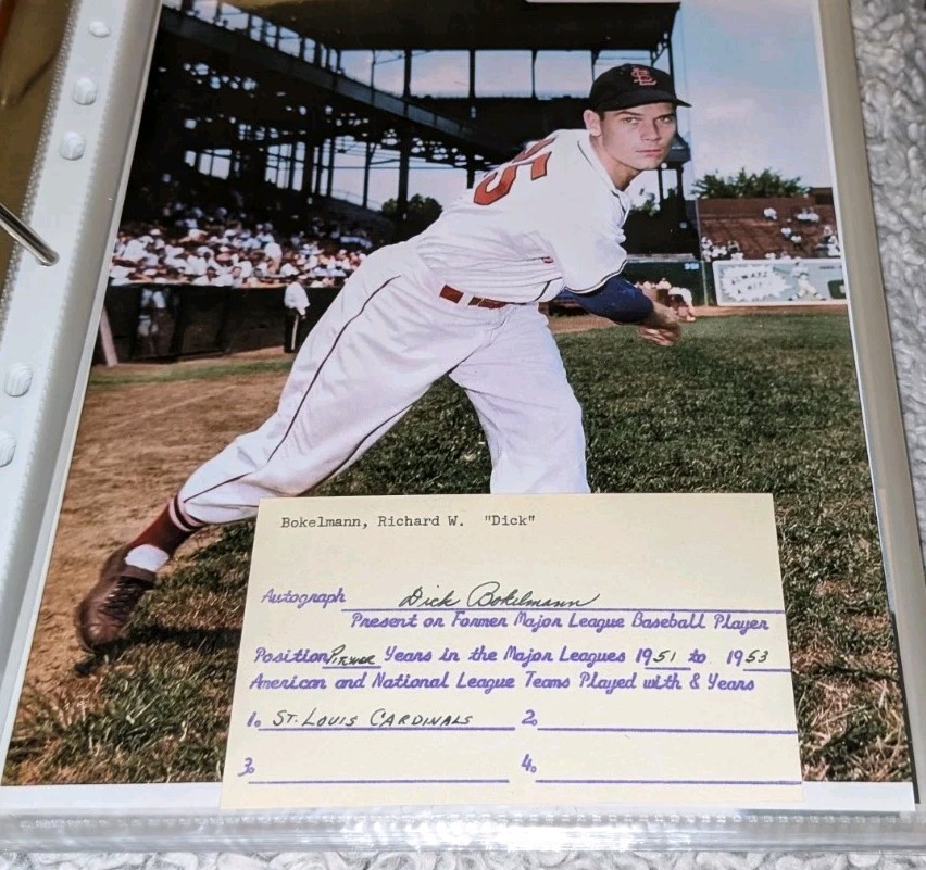 Dick Bokelman St. Louis Cardinals Signed Cut With 8x10 Photo W/Our COA