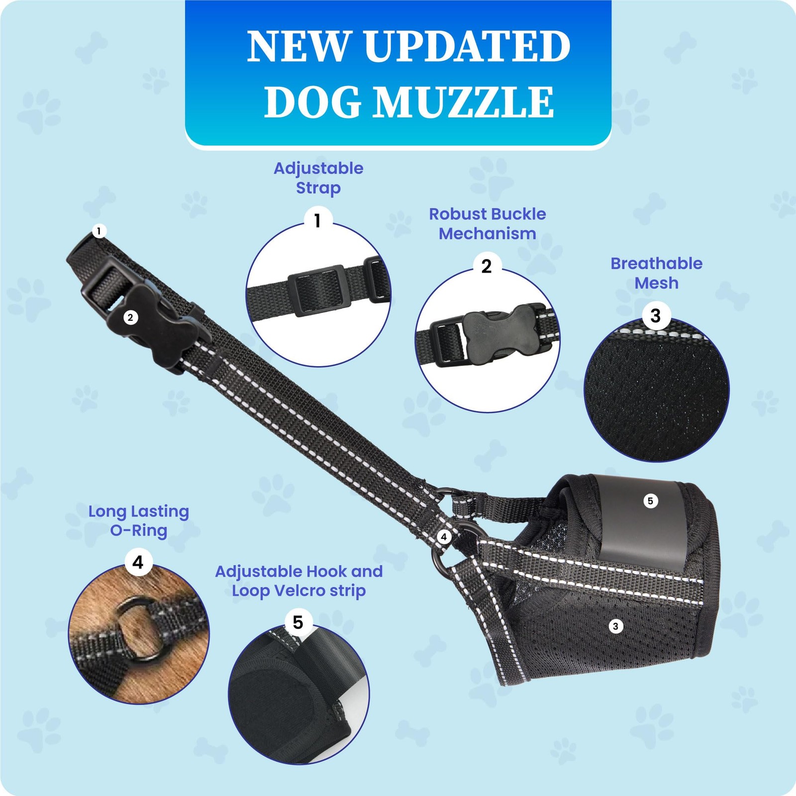 Soft Breathable Dog Muzzle Large For Biting Barking Chewing Allows Panting