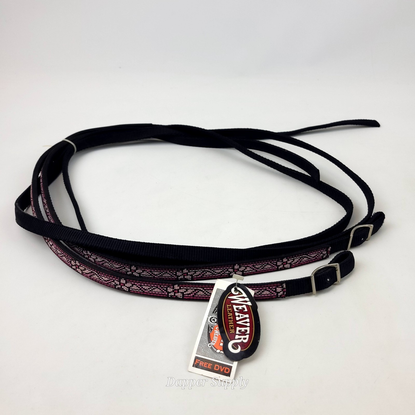 Weaver Leather Reins Split Black Maui Overlay
