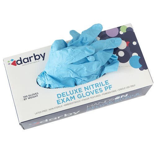 HandsOn Deluxe Nitrile PF Gloves, Small, 100/Box