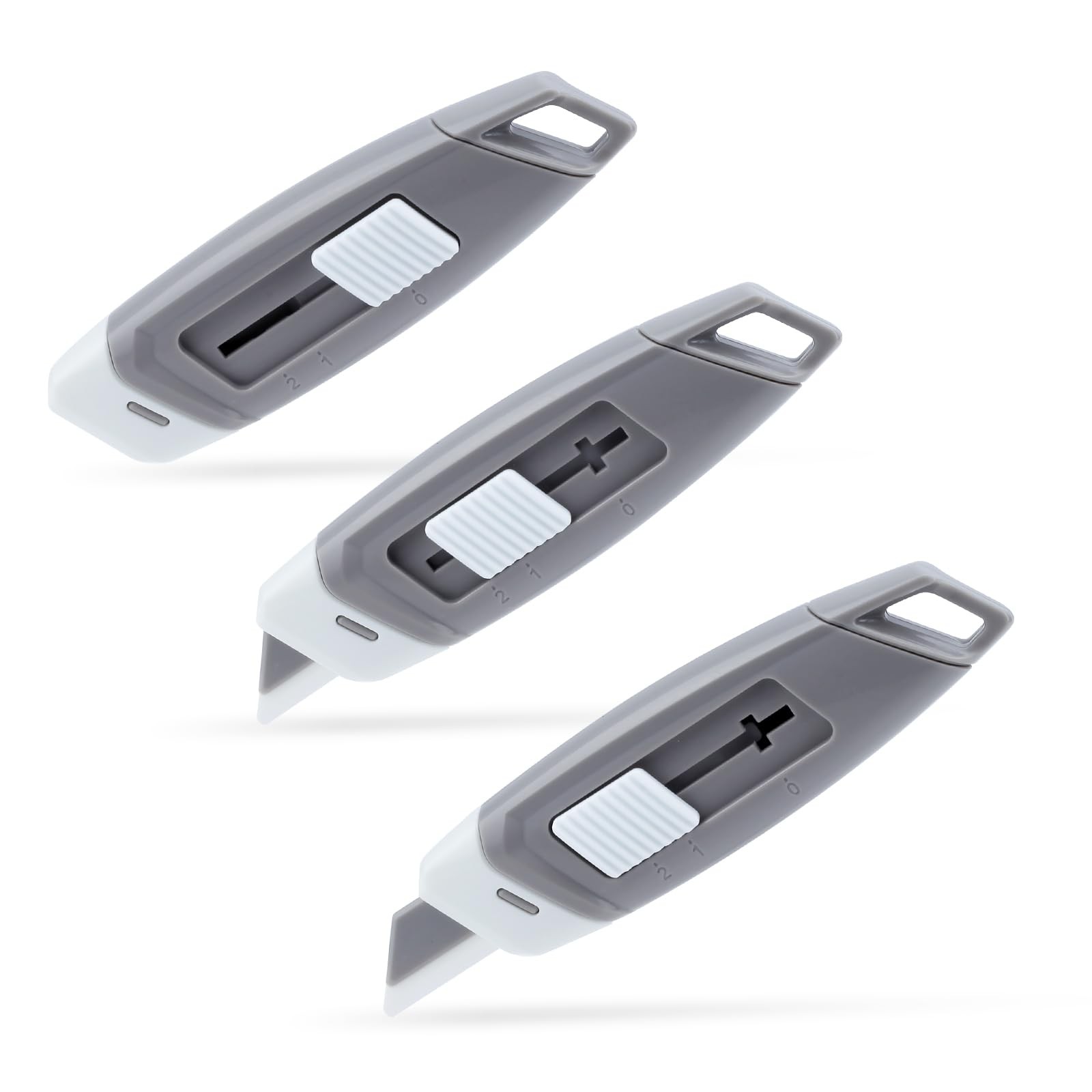 Steelite Mini Ceramic Box Cutter, 2-Stage Retractable Opener, Grey