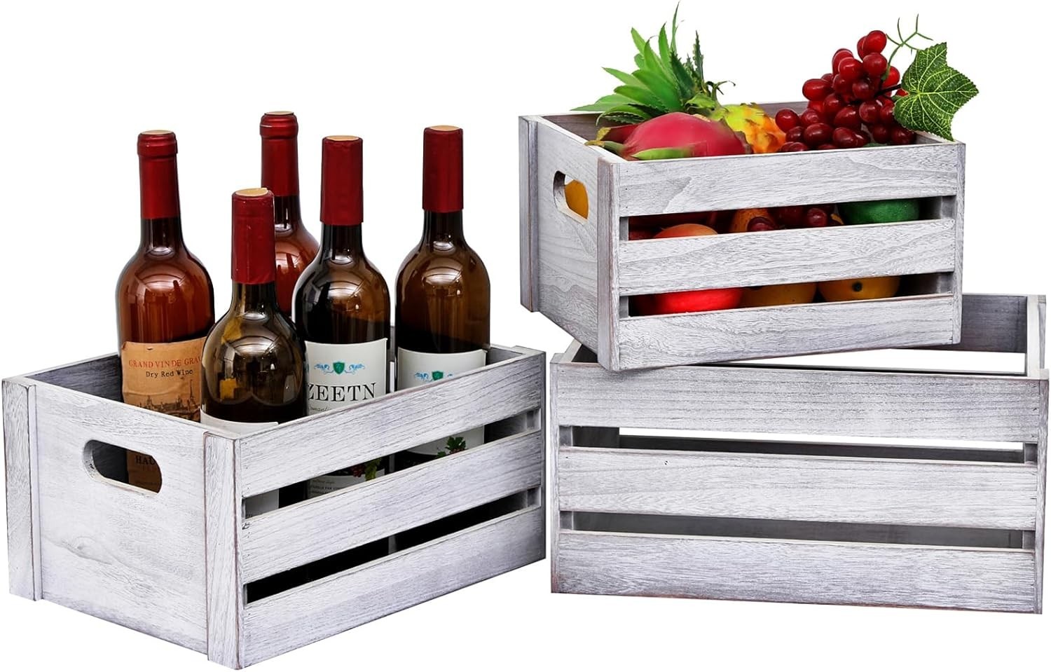 Storage Crates 3 Pcs Wooden Crates Decorative Boxes,Nesting Storage Container...