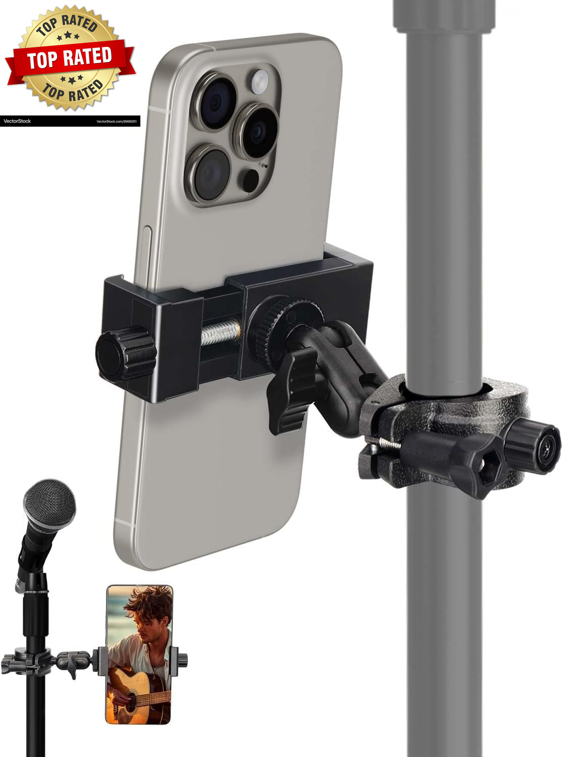 Mic Stand Phone Holder, Phone Holder Mount for Microphone Stand, Music Stand