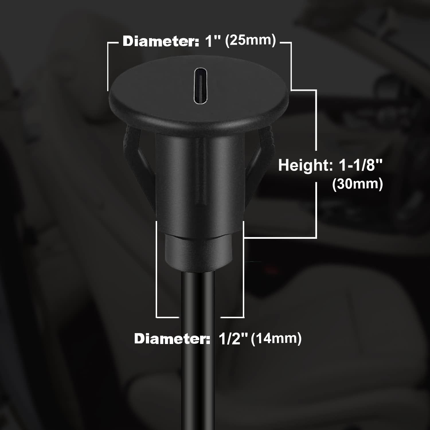 3/4" Round Hole Small Type C 3.1 Car Flush Mount Cable USB C 3.1 Panel Mount ...