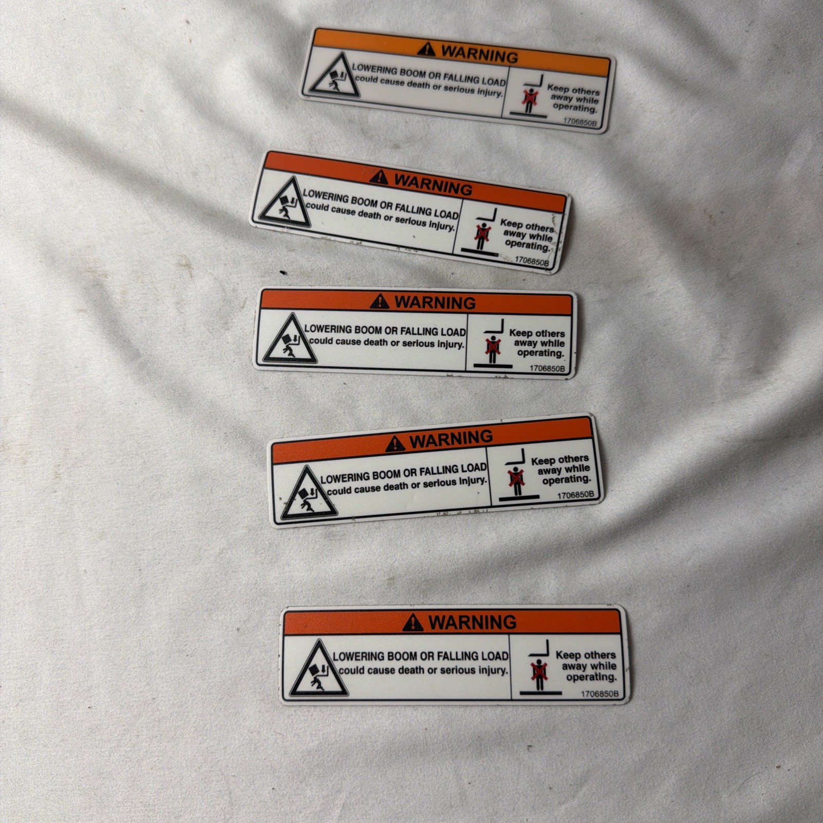 JLG 1706850 - DECAL, CRUSH HAZARD WARNING - lot of 5