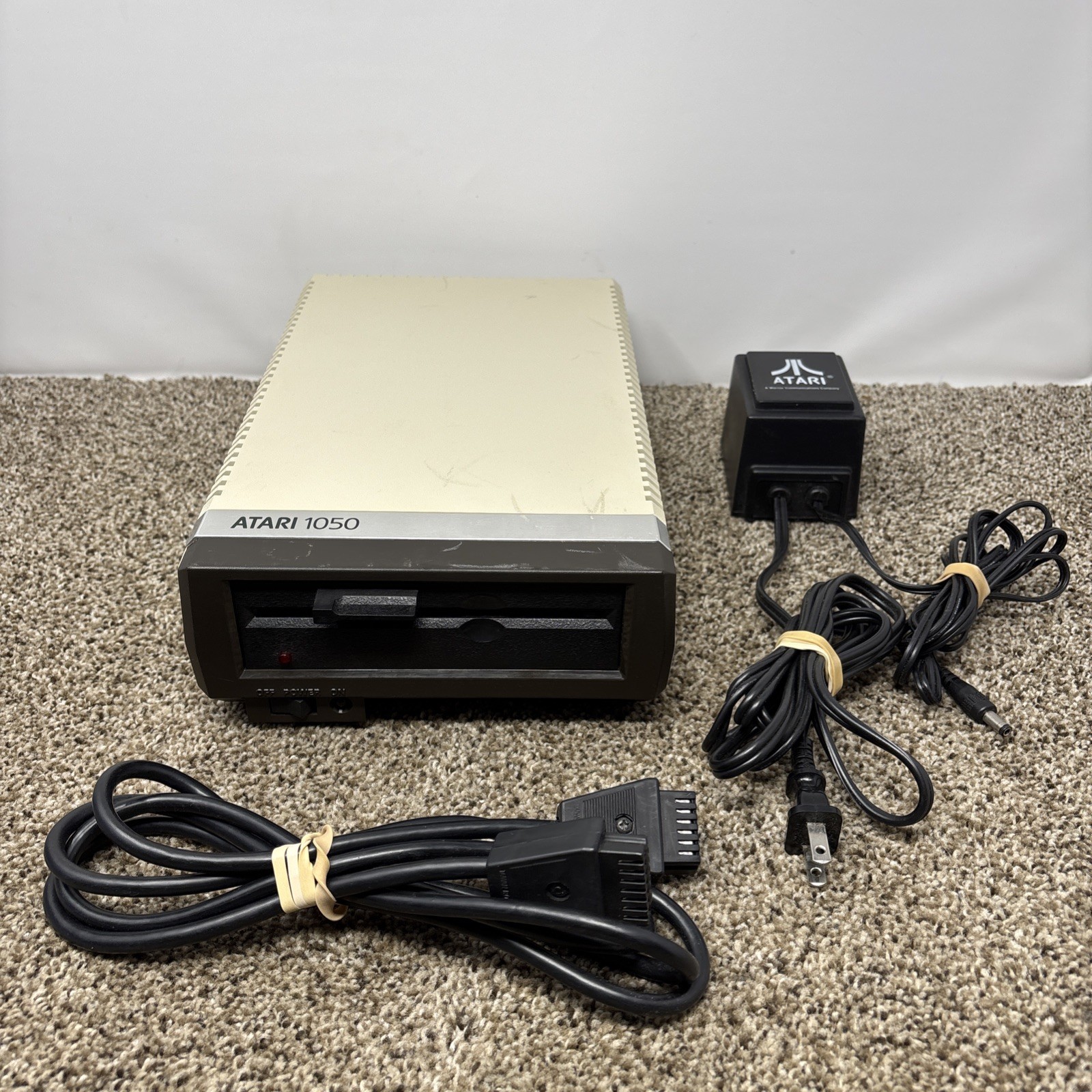 Atari 1050 Floppy Disk Drive Tested With All Cables Power And Data SIO Cable