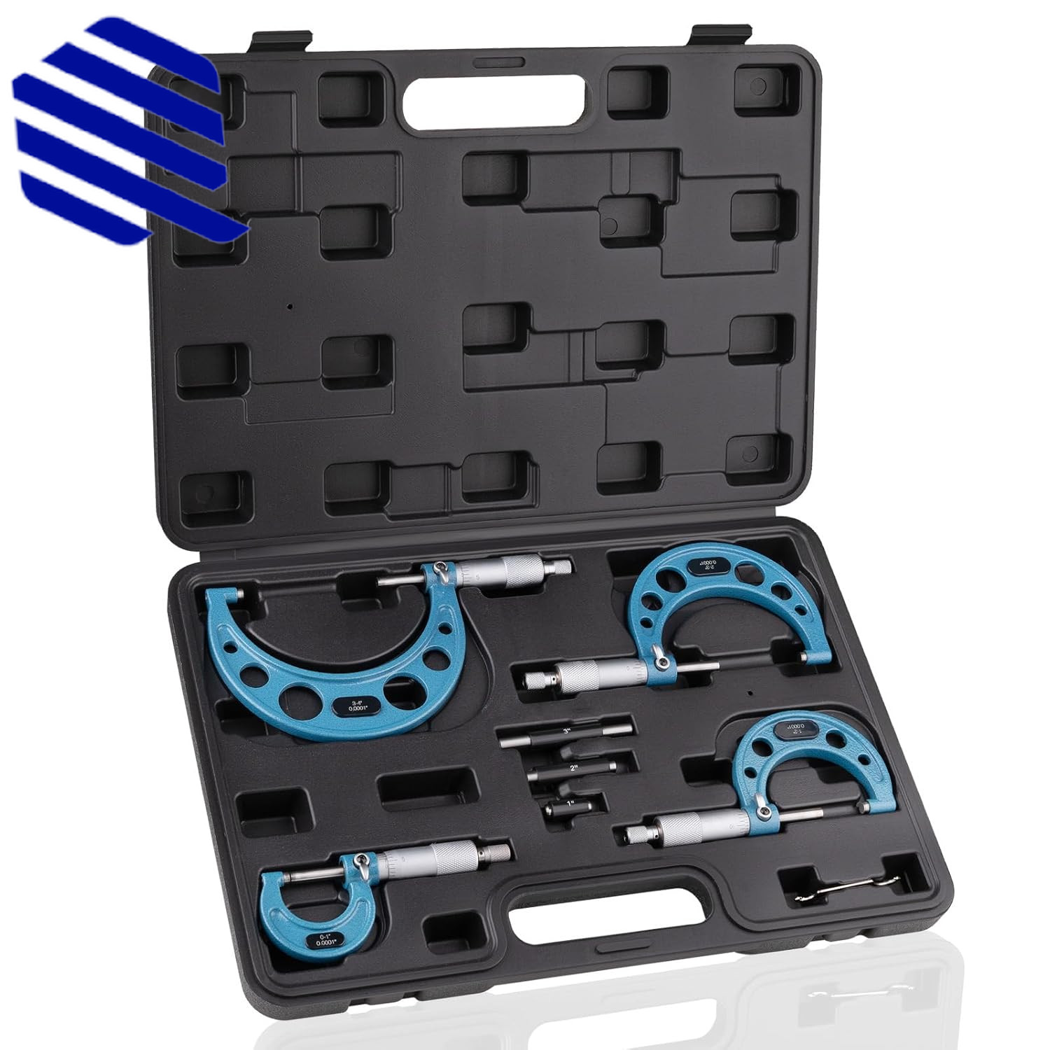 Micrometer Set 0-1"/1-2"/2-3"/3-4" Machinist Outside Micrometer Measuring 4PCS