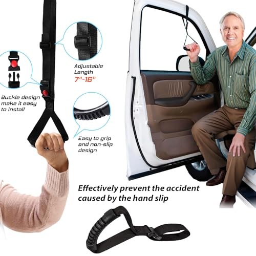 4pc Mobility Standalone Kit:Car Door Assist Handle for Elderly & Adjustable