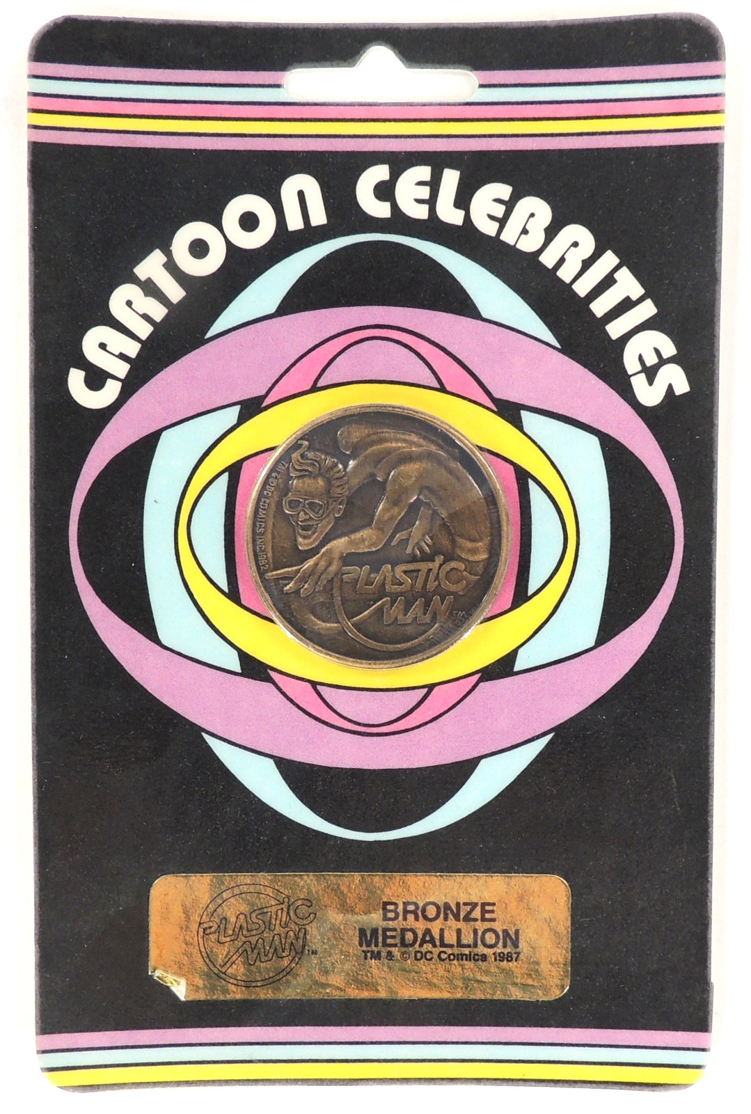 Vintage: Plastic Man Cartoon Celebrities Series Bronze Medallion SEALED (1987)