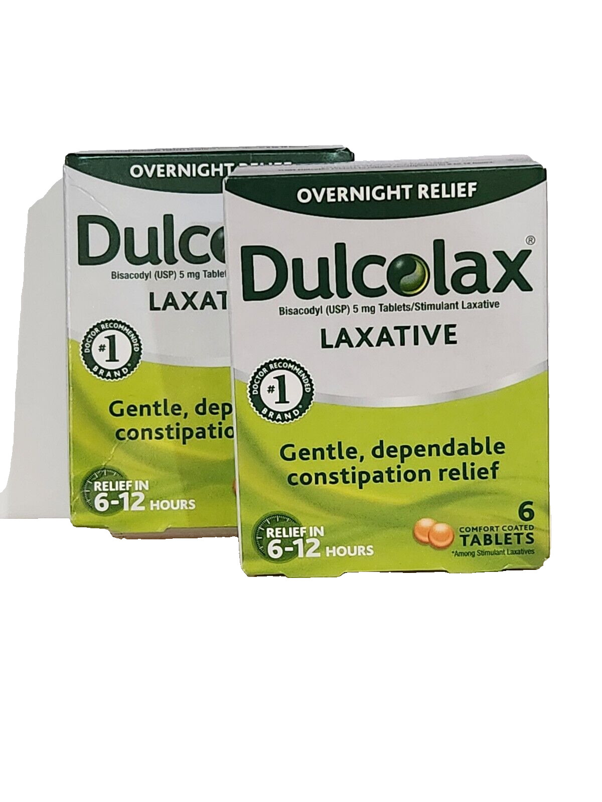 Dulcolax Laxative Overnight Relief 6 tablets - Lot of 2 - New
