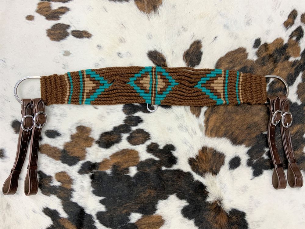Showman Mohair Wool Brown & Teal Multi-Strand Tripping Collar