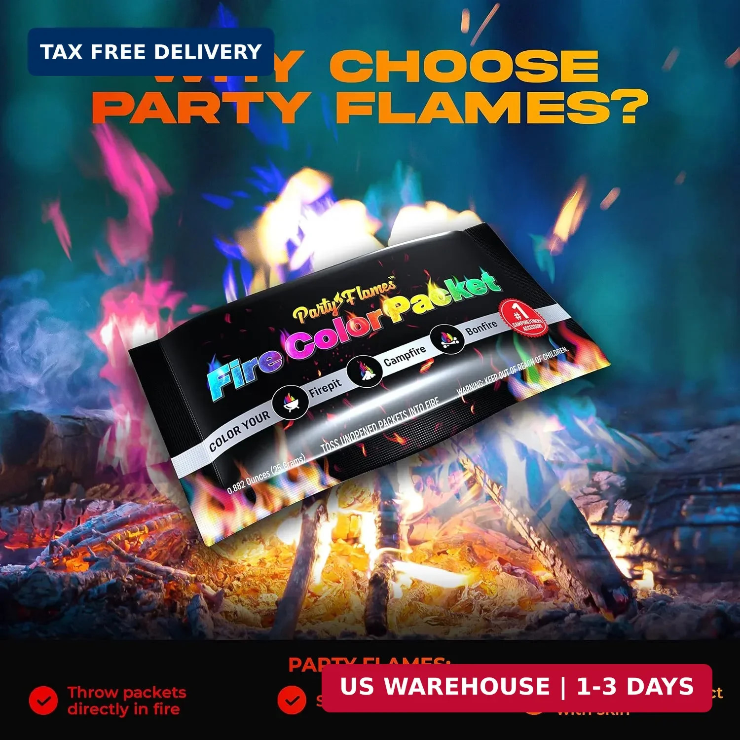 Magic Campfire Fire Color Changing Packets for Fire Pit (25 Pack) Outdoor Firepl