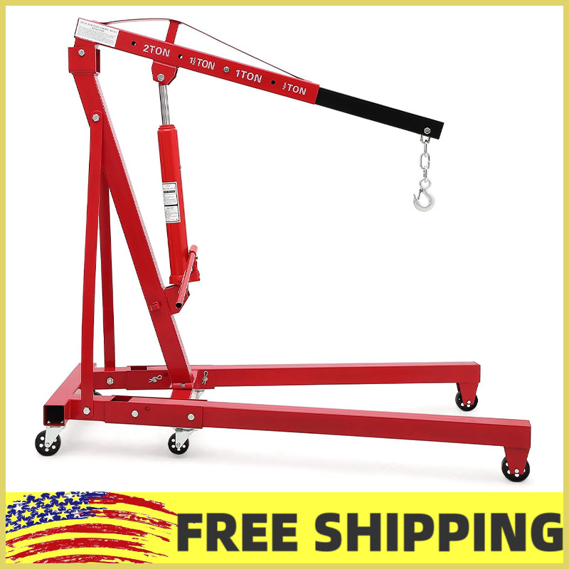 🔝2Ton Hydraulic Engine Hoist Lift Folding Engine Shop Crane Cherry Picker,Garag